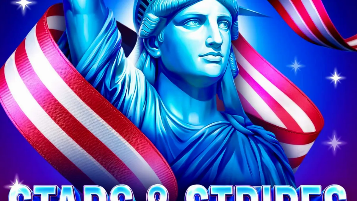Interface do jogo de slot Stars & Stripes Hold and Win com símbolos patrióticos